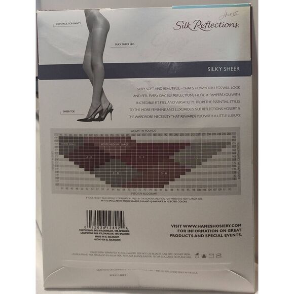 Hanes Silk Reflections Silky Sheer Pantyhose Control Top sheer toe Grey Mist Siz - Picture 2 of 3